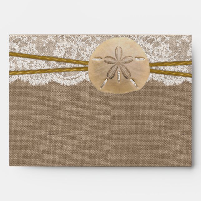 The Rustic Sand Dollar Beach Wedding Collection Envelope (Front)