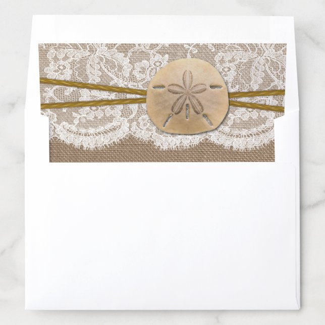 The Rustic Sand Dollar Beach Wedding Collection Envelope Liner (In Envelope)