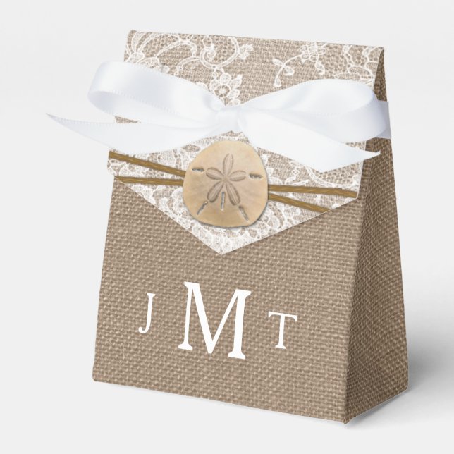 The Rustic Sand Dollar Beach Wedding Collection Favor Boxes (Front Side)