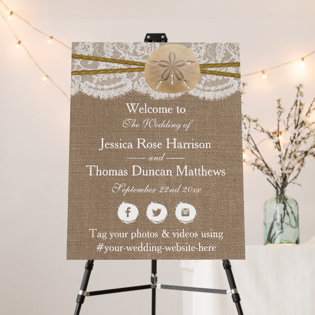 The Rustic Sand Dollar Beach Wedding Collection Foam Board (In Situ (Stand))