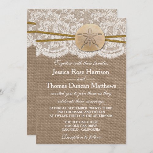 The Rustic Sand Dollar Beach Wedding Collection Invitation