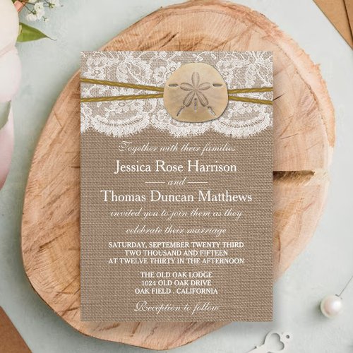 The Rustic Sand Dollar Beach Wedding Collection Card