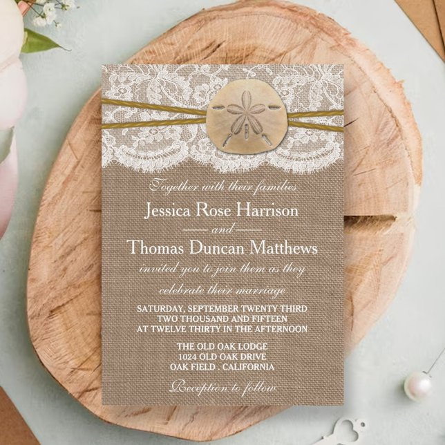 The Rustic Sand Dollar Beach Wedding Collection Invitation (Creator Uploaded)