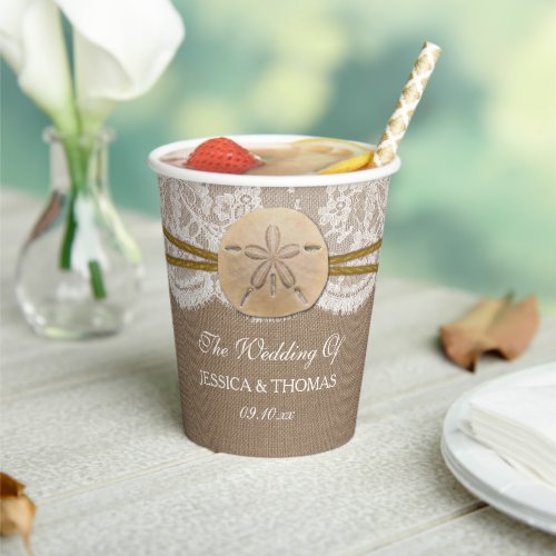 The Rustic Sand Dollar Beach Wedding Collection Paper Cups