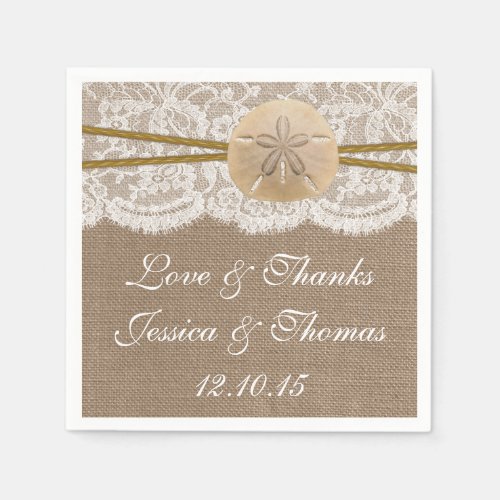 The Rustic Sand Dollar Beach Wedding Collection Paper Napkins