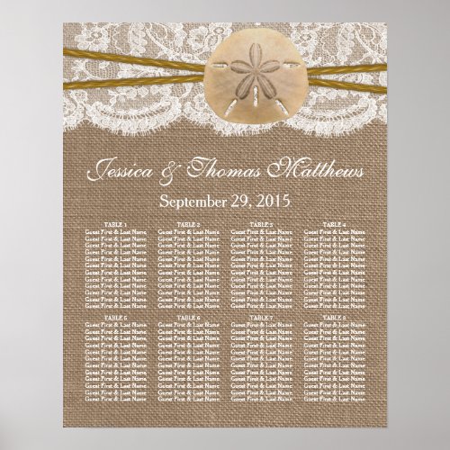 The Rustic Sand Dollar Beach Wedding Collection Poster