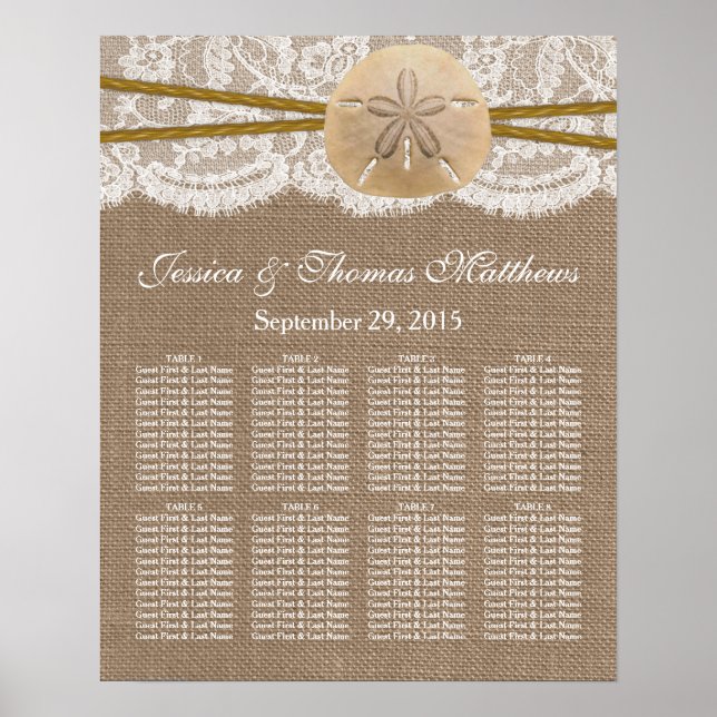 The Rustic Sand Dollar Beach Wedding Collection Poster (Front)