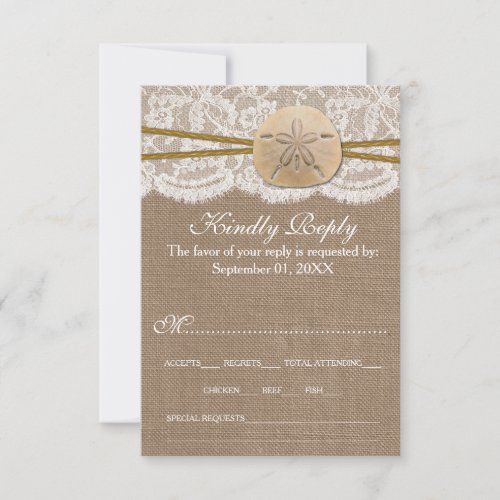 The Rustic Sand Dollar Beach Wedding Collection RSVP Card