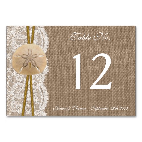 The Rustic Sand Dollar Beach Wedding Collection Table Number