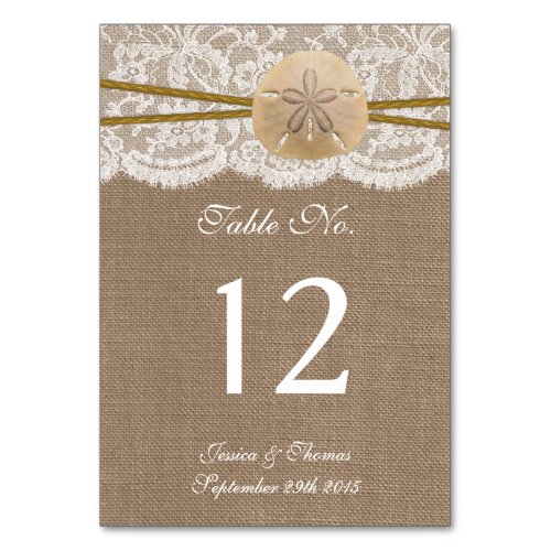The Rustic Sand Dollar Beach Wedding Collection Table Number