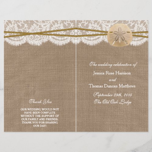 The Rustic Sand Dollar Wedding Collection Programs