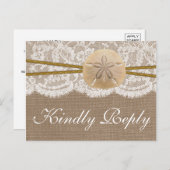 The Rustic Sand Dollar Wedding Collection RSVP Invitation Postcard (Front/Back)