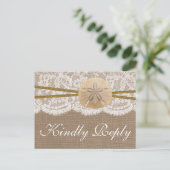 The Rustic Sand Dollar Wedding Collection RSVP Invitation Postcard (Standing Front)