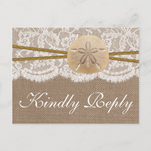 The Rustic Sand Dollar Wedding Collection RSVP Invitation Postcard