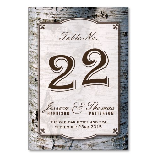 The Rustic Silver Birch Tree Wedding Collection 22 Table Number