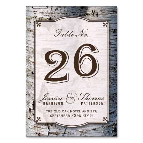 The Rustic Silver Birch Tree Wedding Collection 26 Table Number