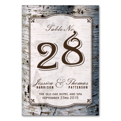The Rustic Silver Birch Tree Wedding Collection 28 Table Number