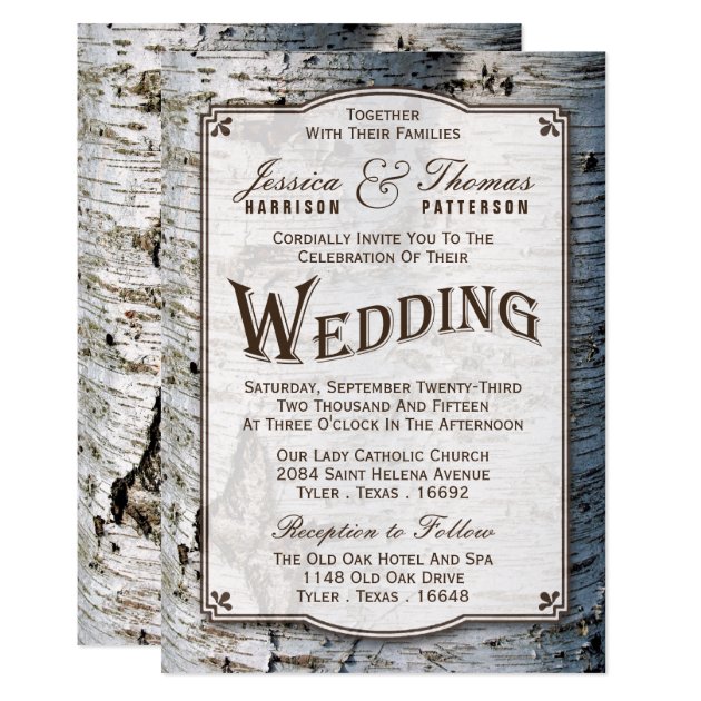 The Rustic Silver Birch Tree Wedding Collection Invitation