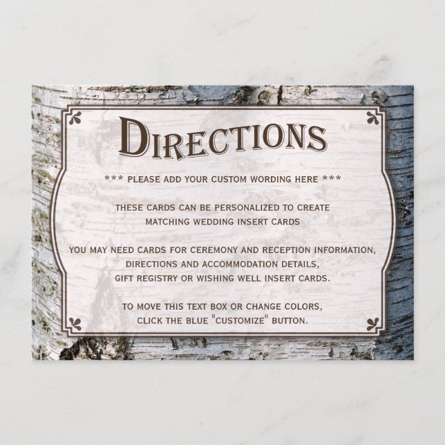 The Rustic Silver Birch Tree Wedding Collection Enclosure Card (Front)