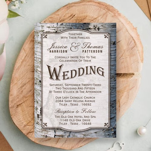 The Rustic Silver Birch Tree Wedding Collection Invitation