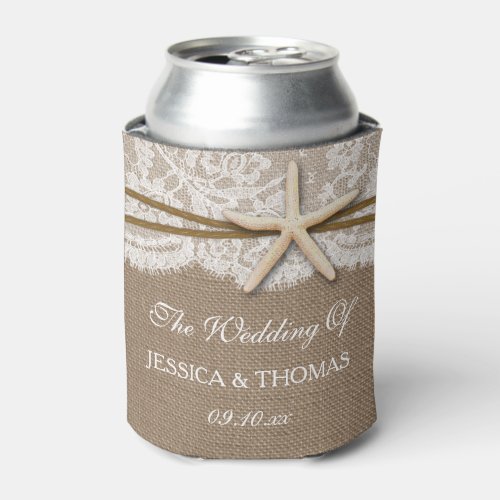The Rustic Starfish Beach Wedding Collection Can Cooler