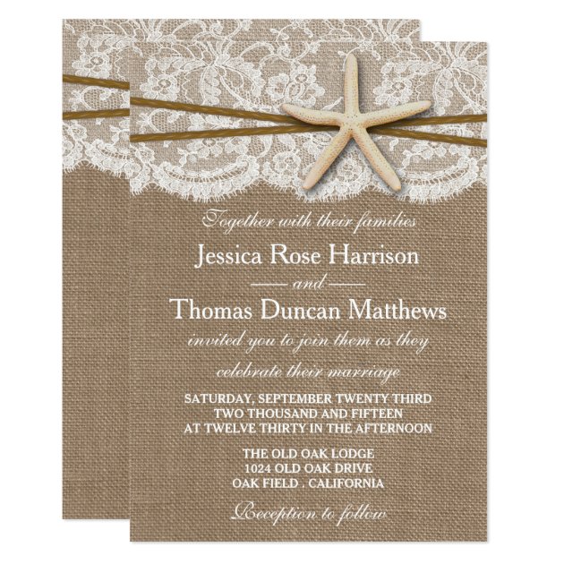 The Rustic Starfish Beach Wedding Collection Invitation