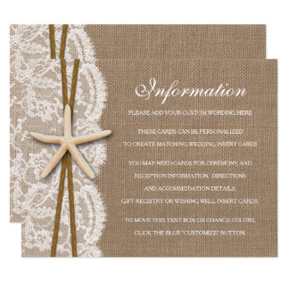 The Rustic Starfish Beach Wedding Collection Enclosure Card