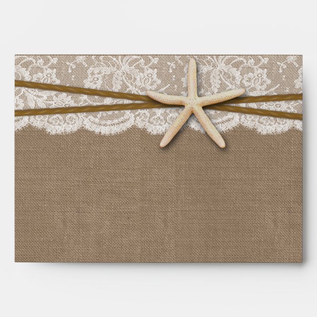 The Rustic Starfish Beach Wedding Collection Envelope (Front)