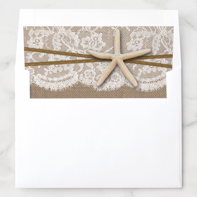 The Rustic Starfish Beach Wedding Collection Envelope Liner (In Envelope)