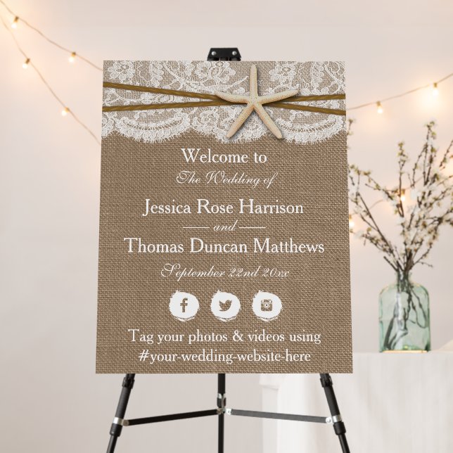 The Rustic Starfish Beach Wedding Collection Foam Board (In Situ (Stand))