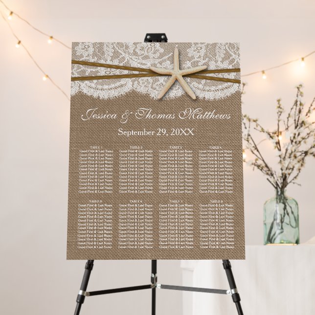 The Rustic Starfish Beach Wedding Collection Foam Board (In Situ (Stand))