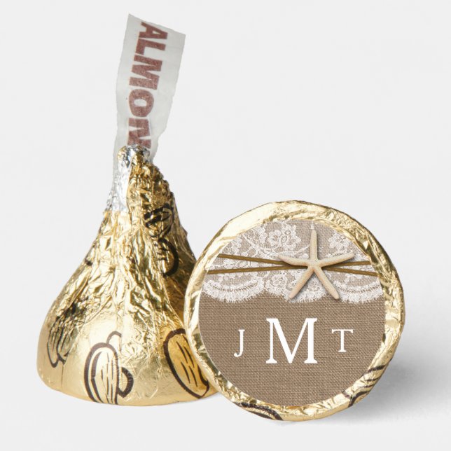 The Rustic Starfish Beach Wedding Collection Hershey®'s Kisses® (Front)