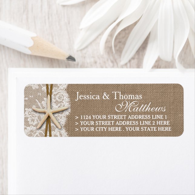 The Rustic Starfish Beach Wedding Collection Label (Insitu)