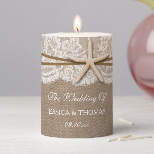 The Rustic Starfish Beach Wedding Collection Pillar Candle