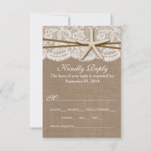 The Rustic Starfish Beach Wedding Collection RSVP Card