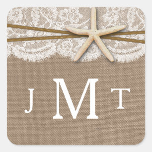 The Rustic Starfish Beach Wedding Collection Square Sticker