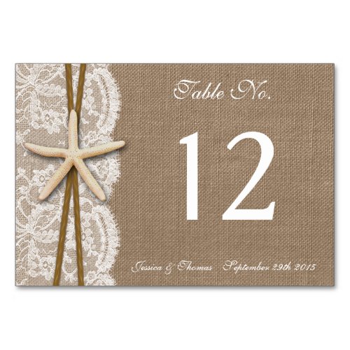The Rustic Starfish Beach Wedding Collection Table Number