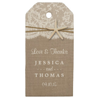 The Rustic Starfish Beach Wedding Collection Wooden Gift Tags
