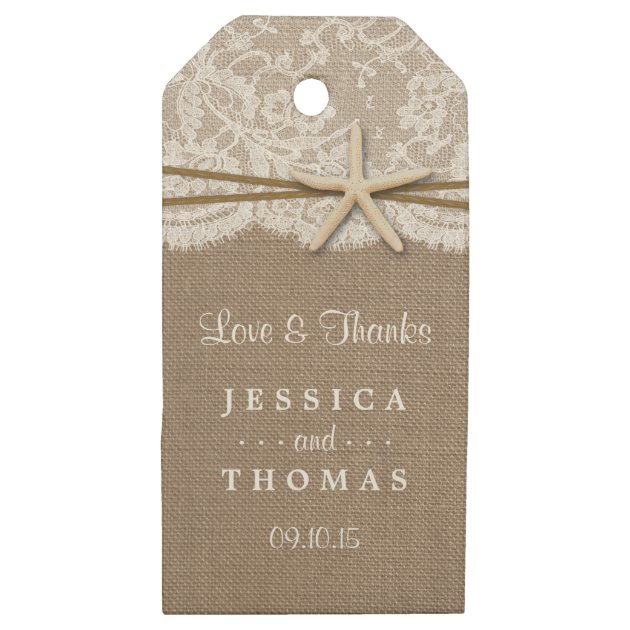 The Rustic Starfish Beach Wedding Collection Wooden Gift Tags