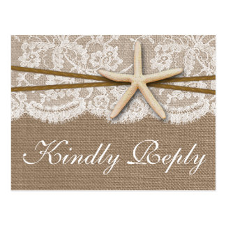 The Rustic Starfish Wedding Collection RSVP Postcard
