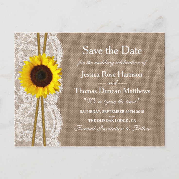 The Rustic Sunflower Collection Save The Date Announcement Postcard