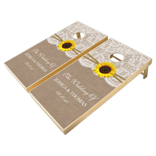 The Rustic Sunflower Wedding Collection Cornhole Set (Angled)