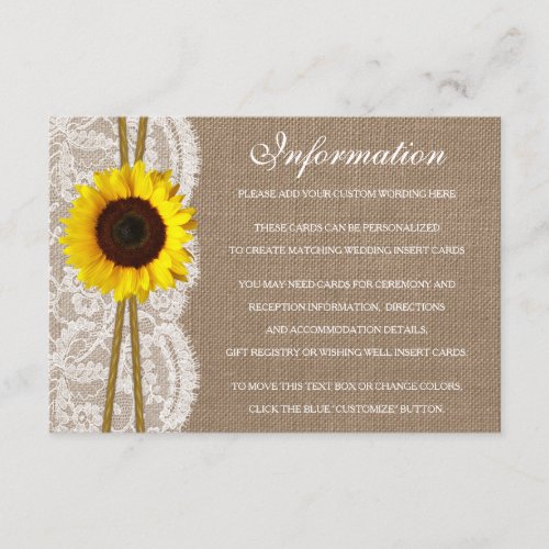 The Rustic Sunflower Wedding Collection Detail Enclosure Card