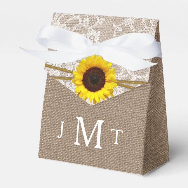 The Rustic Sunflower Wedding Collection Favor Boxes (Front Side)
