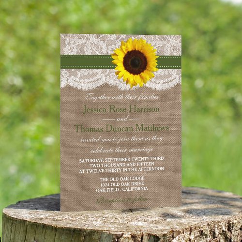 The Rustic Sunflower Wedding Collection _ Green Invitation