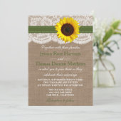The Rustic Sunflower Wedding Collection - Green Invitation (Standing Front)