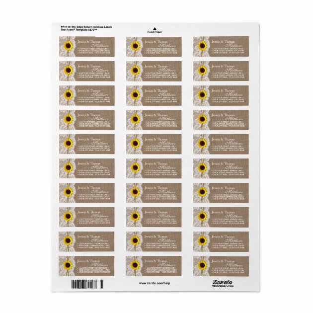 The Rustic Sunflower Wedding Collection Labels