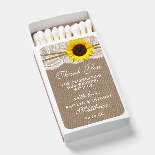 The Rustic Sunflower Wedding Collection Matchboxes