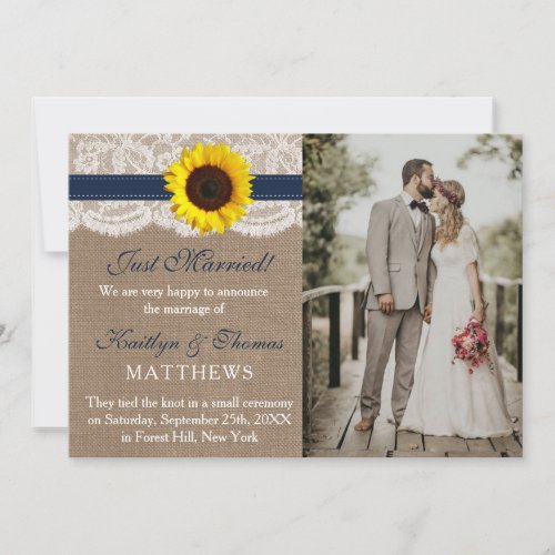The Rustic Sunflower Wedding Collection _ Navy Announcement