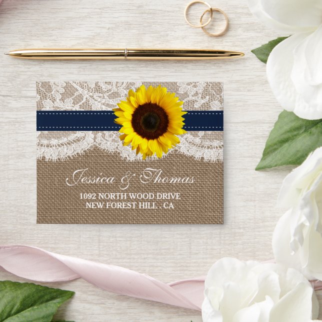 The Rustic Sunflower Wedding Collection - Navy Envelope (Wedding)